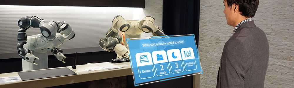 Smart hotel in Japan with Robot serving staff